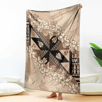 Bula Fiji Plumeria Tagimoucia Salusalu Beige Blanket Kaiviti Masi - Polynesian Pride