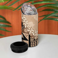 Bula Fiji Plumeria Tagimoucia Salusalu Beige 4 in 1 Can Cooler Tumbler Kaiviti Masi - Polynesian Pride