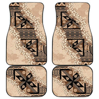 Bula Fiji Plumeria Tagimoucia Salusalu Beige Car Mats Kaiviti Masi - Polynesian Pride