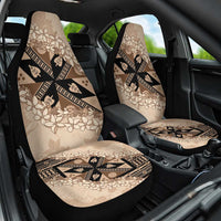 Bula Fiji Plumeria Tagimoucia Salusalu Beige Car Seat Cover Kaiviti Masi - Polynesian Pride