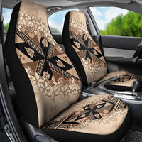 Bula Fiji Plumeria Tagimoucia Salusalu Beige Car Seat Cover Kaiviti Masi - Polynesian Pride