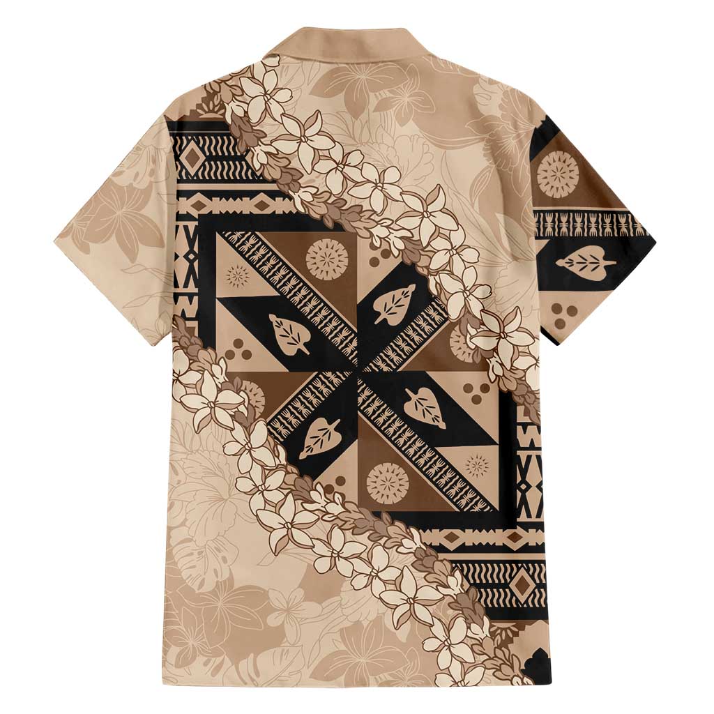 Bula Fiji Plumeria Tagimoucia Salusalu Beige Hawaiian Shirt Kaiviti Masi - Polynesian Pride