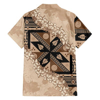 Bula Fiji Plumeria Tagimoucia Salusalu Beige Hawaiian Shirt Kaiviti Masi - Polynesian Pride