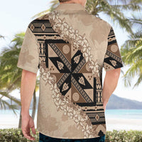 Bula Fiji Plumeria Tagimoucia Salusalu Beige Hawaiian Shirt Kaiviti Masi - Polynesian Pride