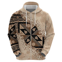 Bula Fiji Plumeria Tagimoucia Salusalu Beige Hoodie Kaiviti Masi - Polynesian Pride