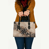 Bula Fiji Plumeria Tagimoucia Salusalu Beige Leather Bag Kaiviti Masi - Polynesian Pride