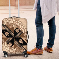 Bula Fiji Plumeria Tagimoucia Salusalu Beige Luggage Cover Kaiviti Masi - Polynesian Pride