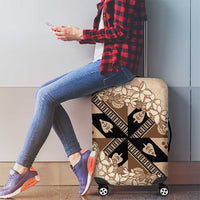 Bula Fiji Plumeria Tagimoucia Salusalu Beige Luggage Cover Kaiviti Masi - Polynesian Pride