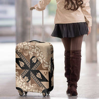 Bula Fiji Plumeria Tagimoucia Salusalu Beige Luggage Cover Kaiviti Masi - Polynesian Pride