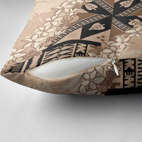 Bula Fiji Plumeria Tagimoucia Salusalu Beige Pillow Cover Kaiviti Masi - Polynesian Pride