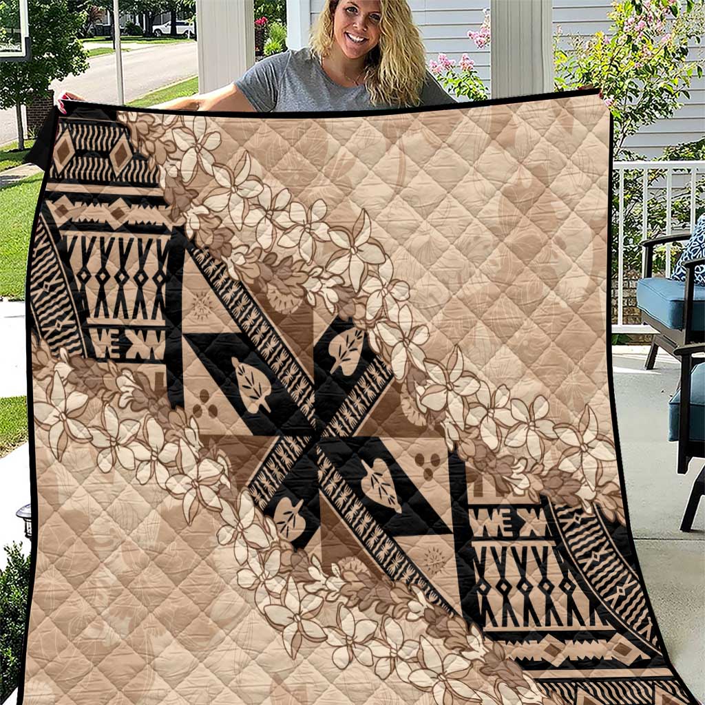 Bula Fiji Plumeria Tagimoucia Salusalu Beige Quilt Kaiviti Masi - Polynesian Pride