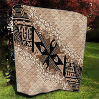 Bula Fiji Plumeria Tagimoucia Salusalu Beige Quilt Kaiviti Masi - Polynesian Pride