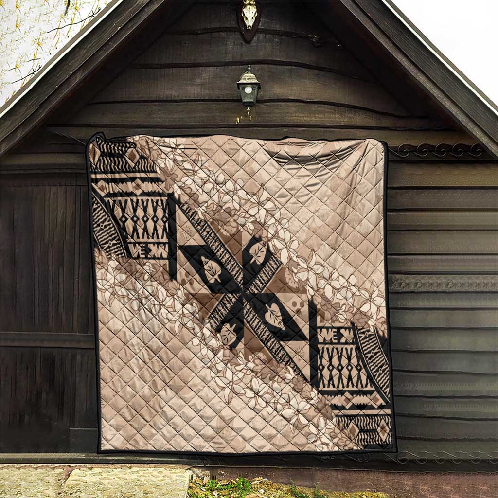 Bula Fiji Plumeria Tagimoucia Salusalu Beige Quilt Kaiviti Masi - Polynesian Pride