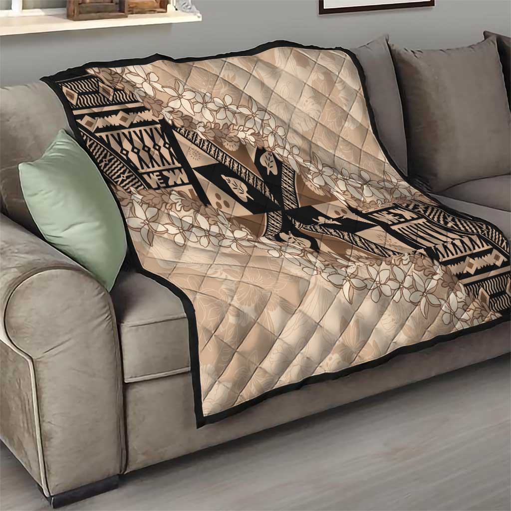 Bula Fiji Plumeria Tagimoucia Salusalu Beige Quilt Kaiviti Masi - Polynesian Pride