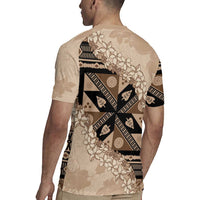 Bula Fiji Plumeria Tagimoucia Salusalu Beige Rugby Jersey Kaiviti Masi - Polynesian Pride