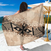 Bula Fiji Plumeria Tagimoucia Salusalu Beige Sarong Kaiviti Masi - Polynesian Pride