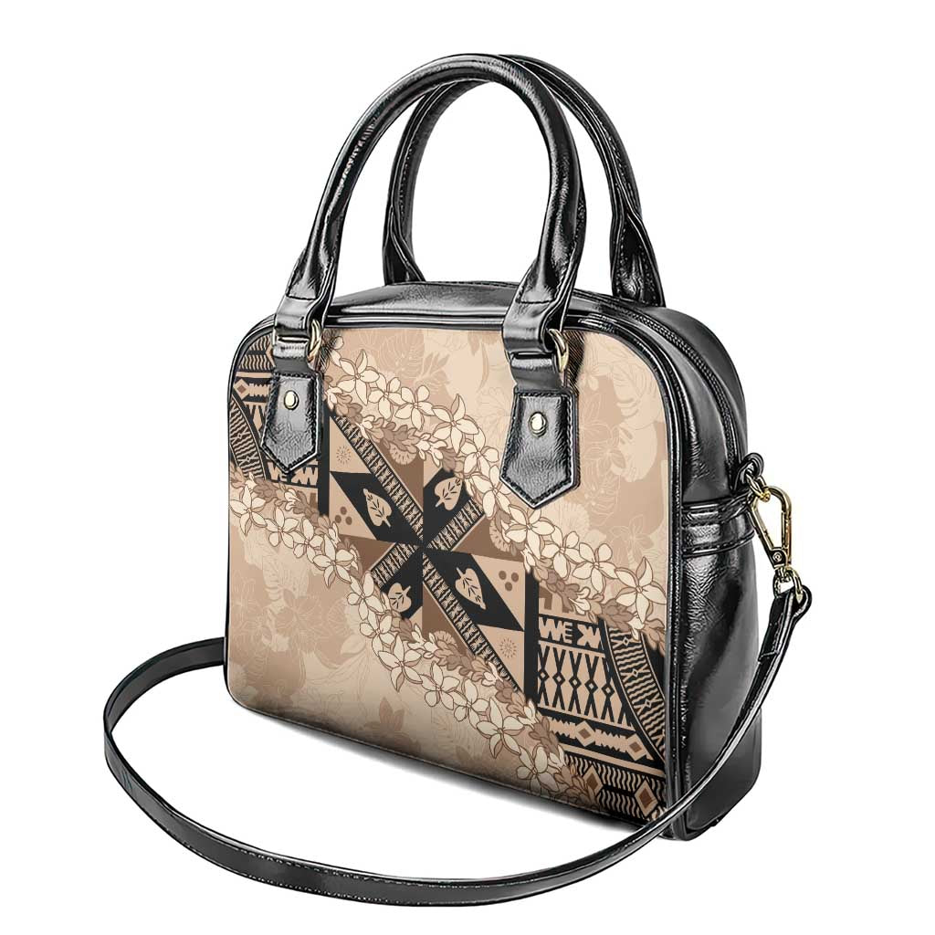 Bula Fiji Plumeria Tagimoucia Salusalu Beige Shoulder Handbag Kaiviti Masi - Polynesian Pride
