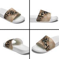 Bula Fiji Plumeria Tagimoucia Salusalu Beige Slide Sandals Kaiviti Masi - Polynesian Pride