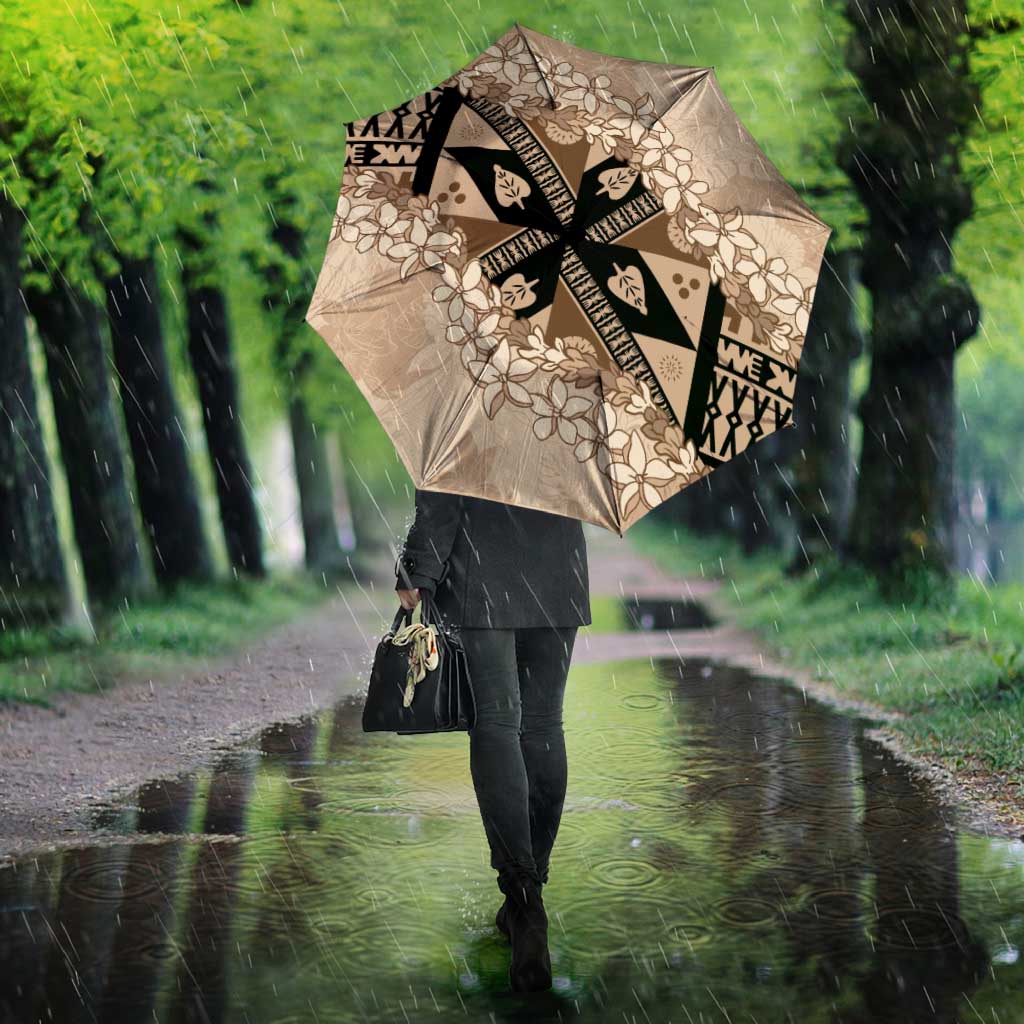 Bula Fiji Plumeria Tagimoucia Salusalu Beige Umbrella Kaiviti Masi - Polynesian Pride