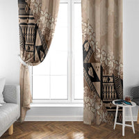 Bula Fiji Plumeria Tagimoucia Salusalu Beige Window Curtain Kaiviti Masi - Polynesian Pride