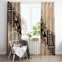 Bula Fiji Plumeria Tagimoucia Salusalu Beige Window Curtain Kaiviti Masi - Polynesian Pride