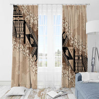 Bula Fiji Plumeria Tagimoucia Salusalu Beige Window Curtain Kaiviti Masi - Polynesian Pride