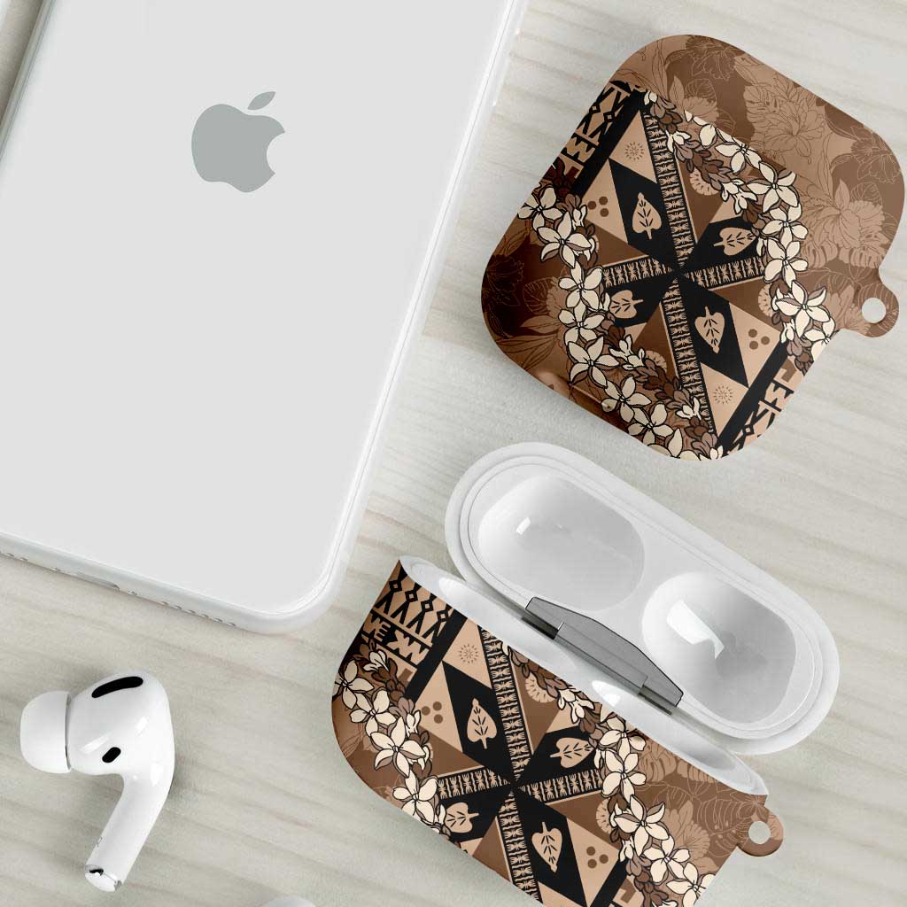Bula Fiji Plumeria Tagimoucia Salusalu Mocha AirPods Case Kaiviti Masi - Polynesian Pride