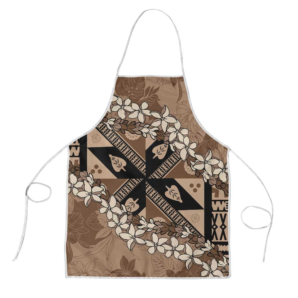 Bula Fiji Plumeria Tagimoucia Salusalu Mocha Apron Kaiviti Masi - Polynesian Pride