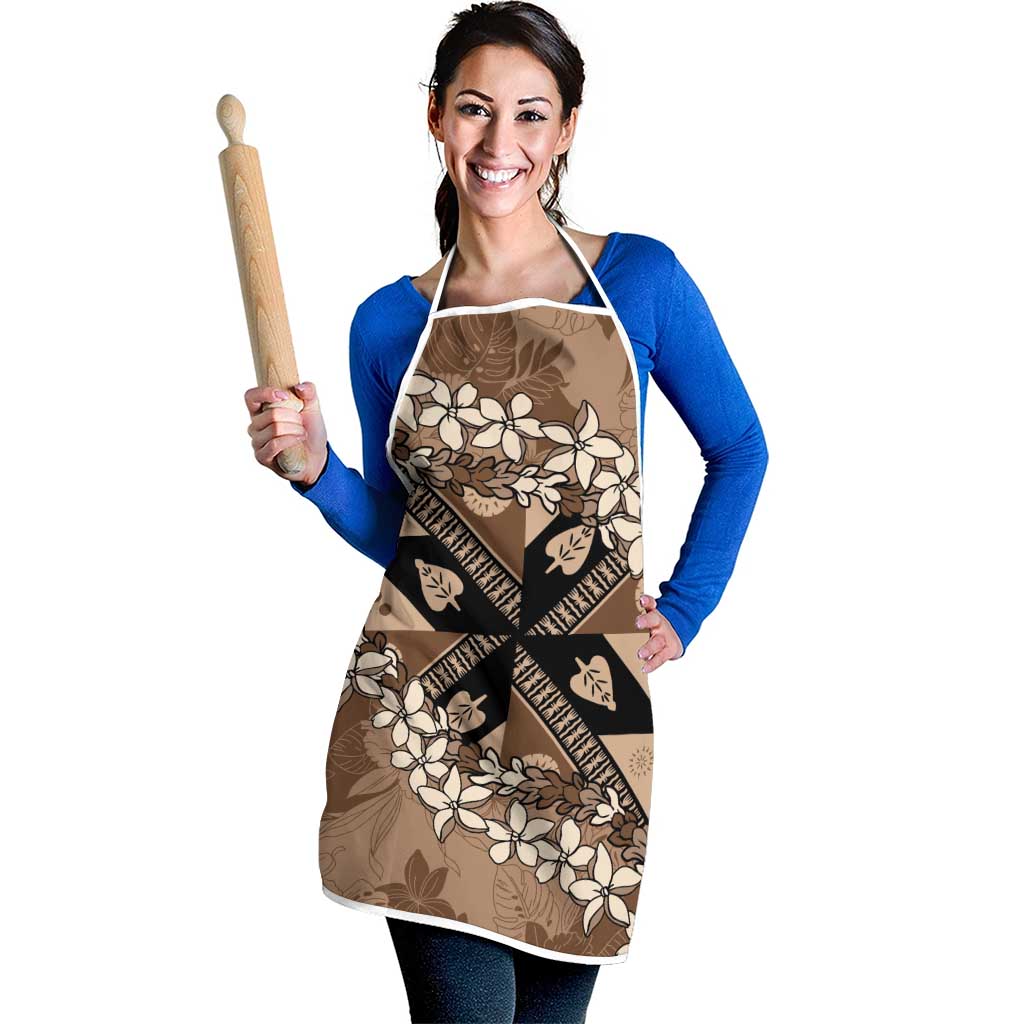 Bula Fiji Plumeria Tagimoucia Salusalu Mocha Apron Kaiviti Masi - Polynesian Pride
