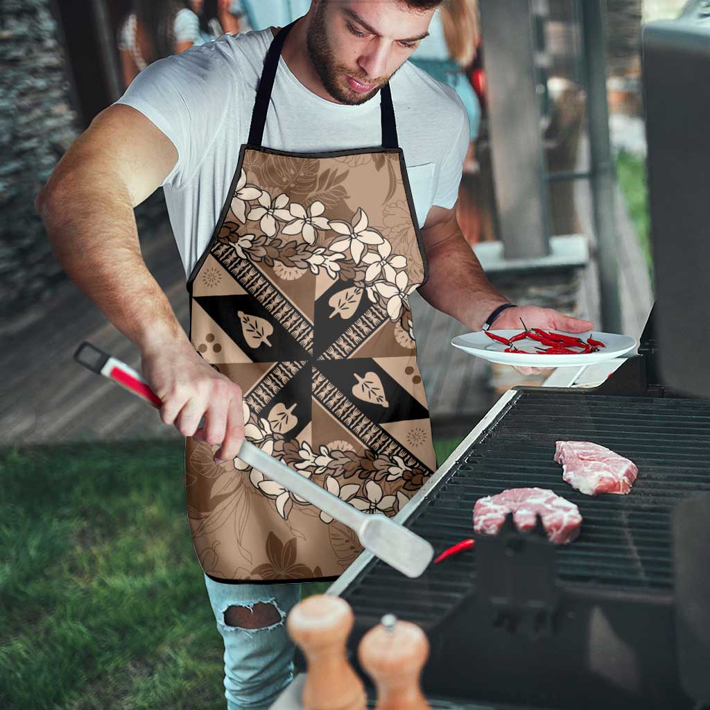 Bula Fiji Plumeria Tagimoucia Salusalu Mocha Apron Kaiviti Masi - Polynesian Pride