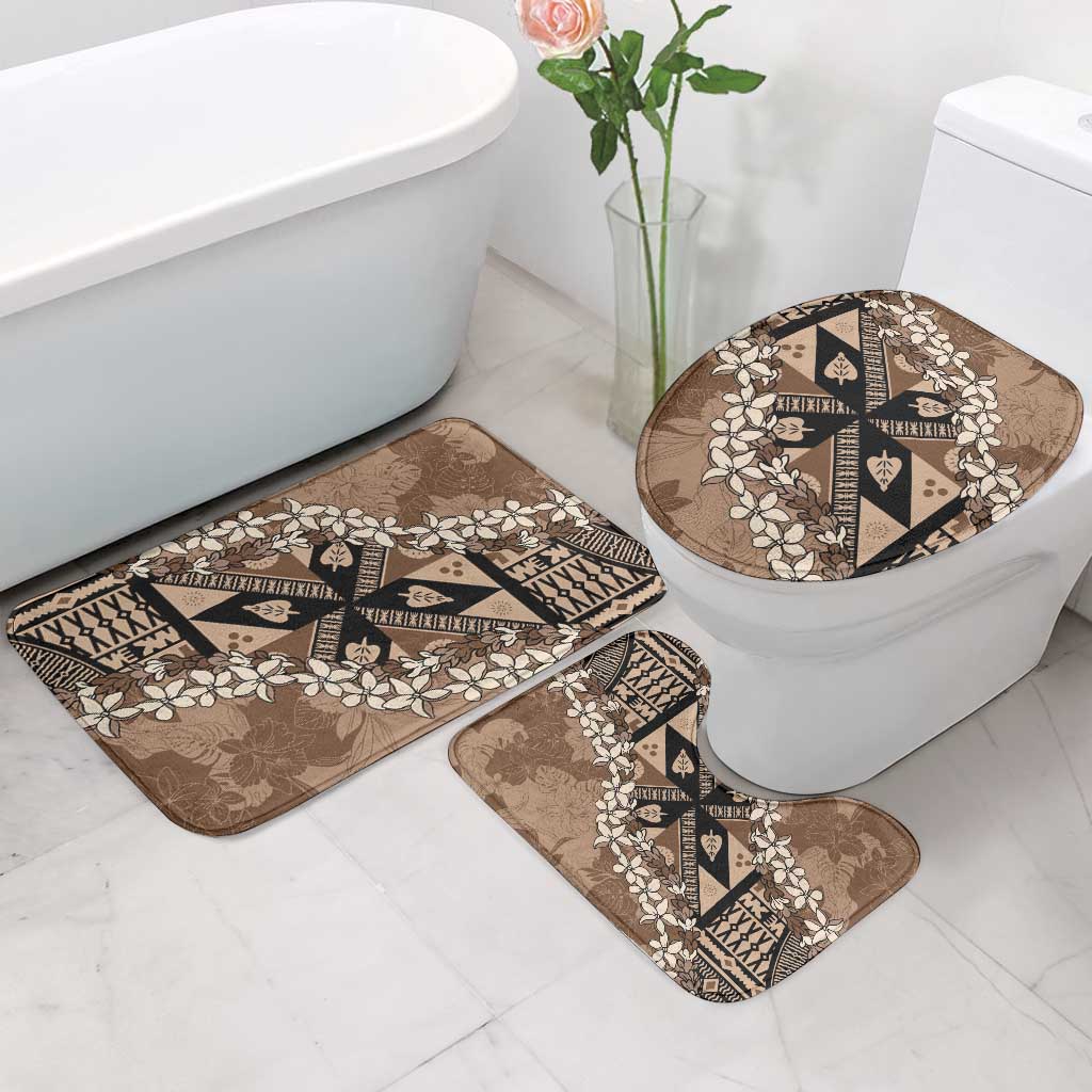 Bula Fiji Plumeria Tagimoucia Salusalu Mocha Bathroom Set Kaiviti Masi - Polynesian Pride