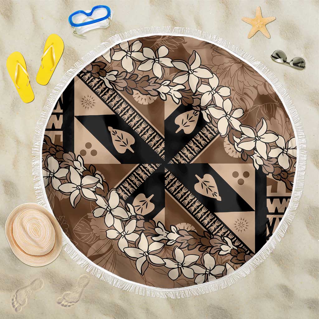 Bula Fiji Plumeria Tagimoucia Salusalu Mocha Beach Blanket Kaiviti Masi - Polynesian Pride