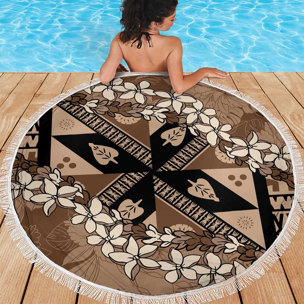 Bula Fiji Plumeria Tagimoucia Salusalu Mocha Beach Blanket Kaiviti Masi - Polynesian Pride
