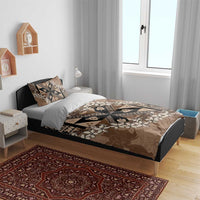 Bula Fiji Plumeria Tagimoucia Salusalu Mocha Bedding Set Kaiviti Masi - Polynesian Pride