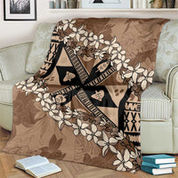 Bula Fiji Plumeria Tagimoucia Salusalu Mocha Blanket Kaiviti Masi - Polynesian Pride