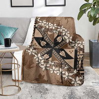Bula Fiji Plumeria Tagimoucia Salusalu Mocha Blanket Kaiviti Masi - Polynesian Pride