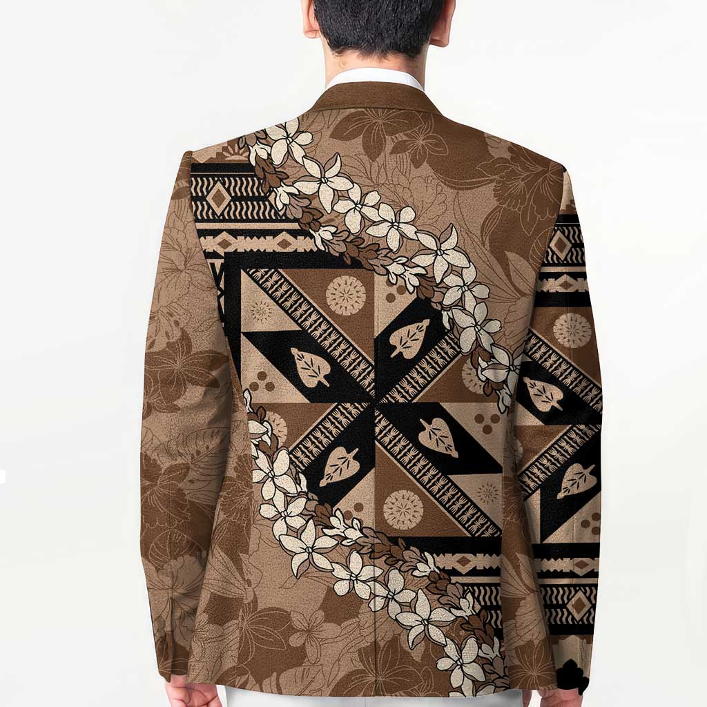 Bula Fiji Plumeria Tagimoucia Salusalu Mocha Blazer Kaiviti Masi - Polynesian Pride