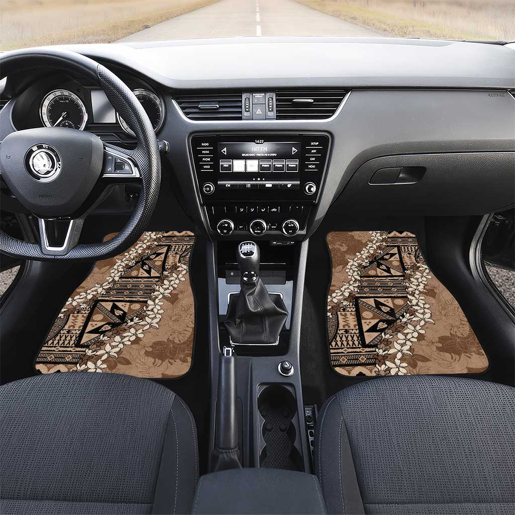 Bula Fiji Plumeria Tagimoucia Salusalu Mocha Car Mats Kaiviti Masi - Polynesian Pride