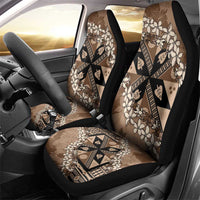 Bula Fiji Plumeria Tagimoucia Salusalu Mocha Car Seat Cover Kaiviti Masi - Polynesian Pride