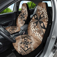 Bula Fiji Plumeria Tagimoucia Salusalu Mocha Car Seat Cover Kaiviti Masi - Polynesian Pride