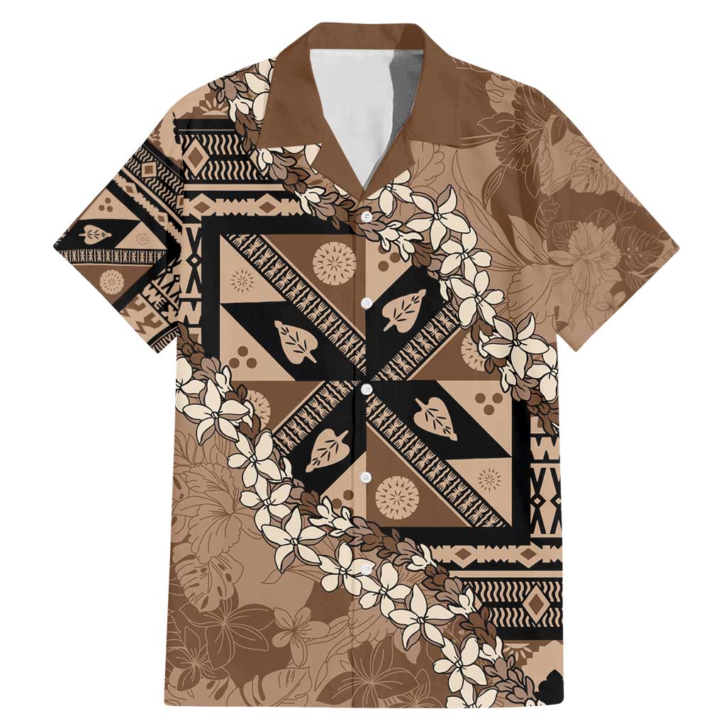 Bula Fiji Plumeria Tagimoucia Salusalu Mocha Family Matching Mermaid Dress and Hawaiian Shirt Kaiviti Masi - Polynesian Pride