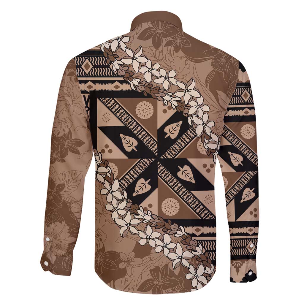 Bula Fiji Plumeria Tagimoucia Salusalu Mocha Family Matching Mermaid Dress and Hawaiian Shirt Kaiviti Masi - Polynesian Pride