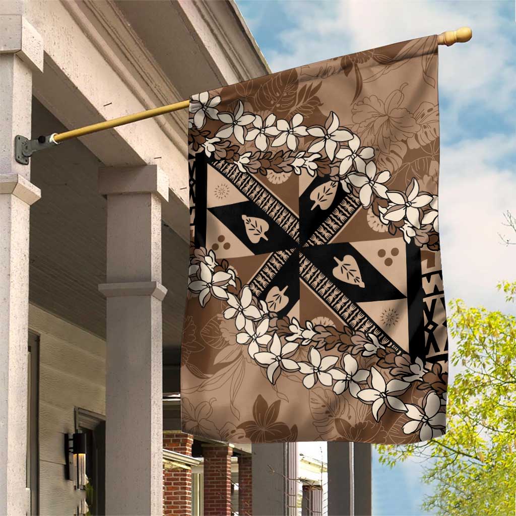 Bula Fiji Plumeria Tagimoucia Salusalu Mocha Garden Flag Kaiviti Masi - Polynesian Pride