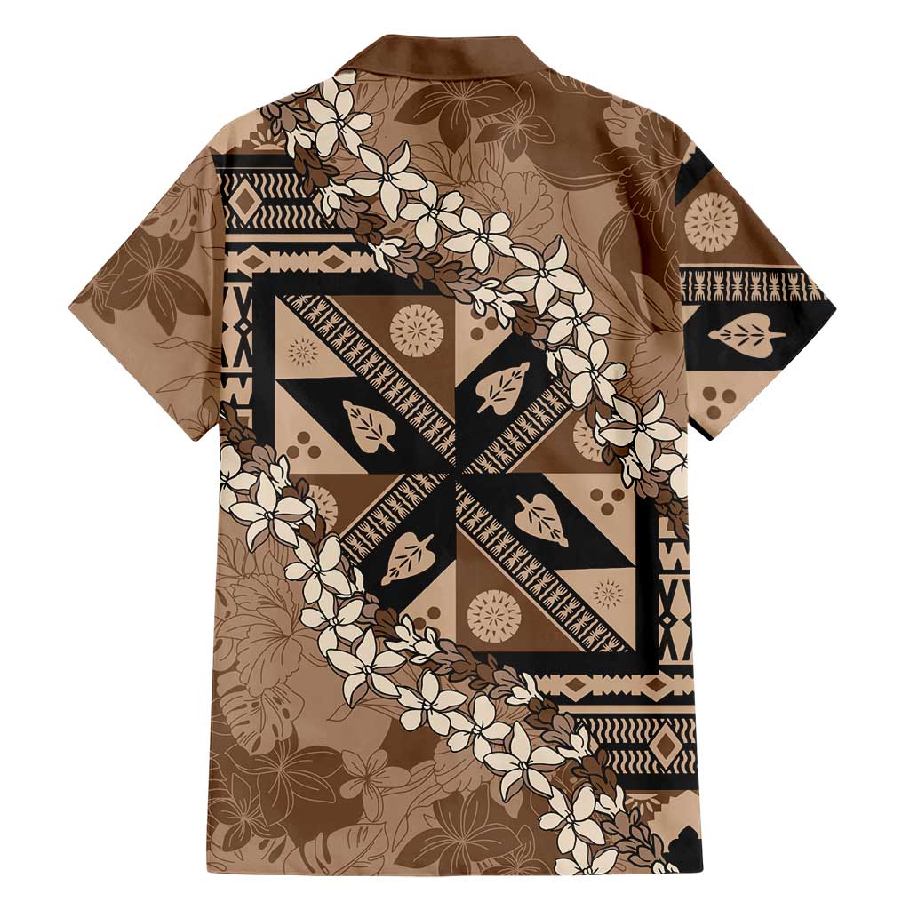 Bula Fiji Plumeria Tagimoucia Salusalu Mocha Hawaiian Shirt Kaiviti Masi - Polynesian Pride