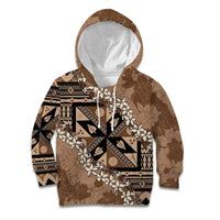 Bula Fiji Plumeria Tagimoucia Salusalu Mocha Kid Hoodie Kaiviti Masi - Polynesian Pride