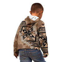 Bula Fiji Plumeria Tagimoucia Salusalu Mocha Kid Hoodie Kaiviti Masi - Polynesian Pride