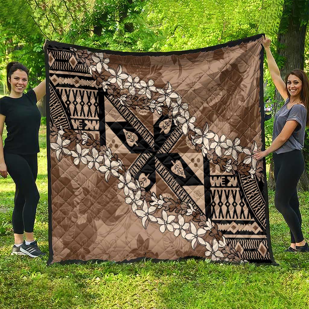 Bula Fiji Plumeria Tagimoucia Salusalu Mocha Quilt Kaiviti Masi - Polynesian Pride