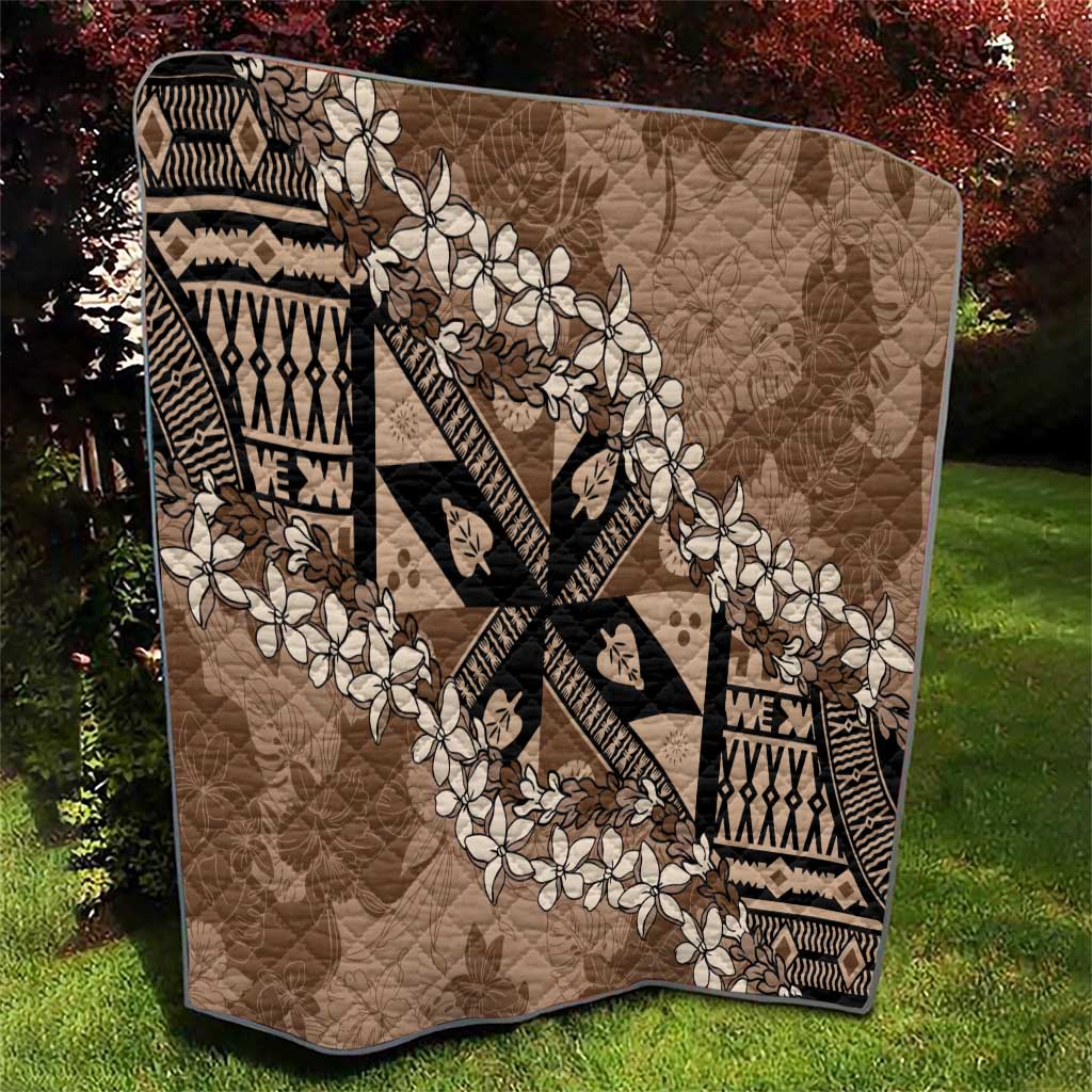 Bula Fiji Plumeria Tagimoucia Salusalu Mocha Quilt Kaiviti Masi - Polynesian Pride