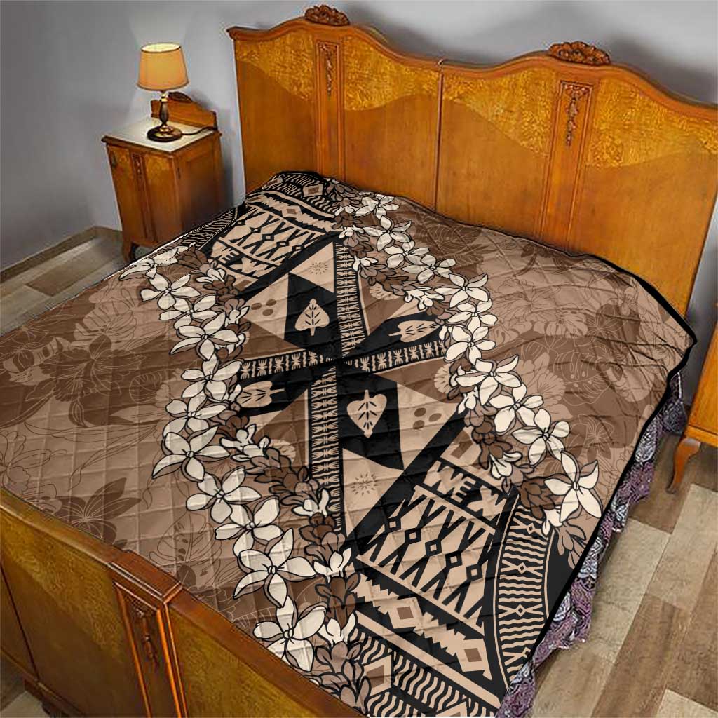 Bula Fiji Plumeria Tagimoucia Salusalu Mocha Quilt Kaiviti Masi - Polynesian Pride