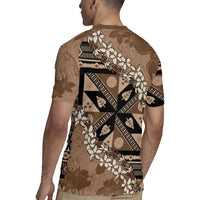 Bula Fiji Plumeria Tagimoucia Salusalu Mocha Rugby Jersey Kaiviti Masi - Polynesian Pride